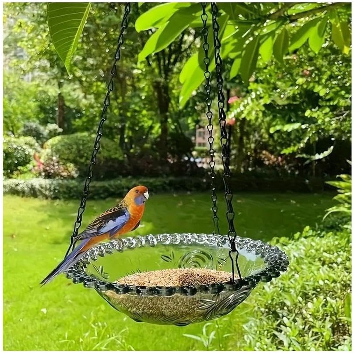 Hangend vogelbad voor buiten, waterbak voor tuinen, terrassen en patio's, een perfect cadeau voor vogelliefhebbers,Enkele laag grijs