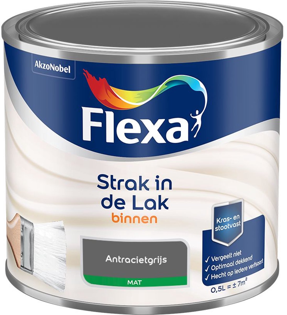 Flexa - Strak In De Lak Binnenlak Mat - Antracietgrijs - Mengverf - 500 Ml