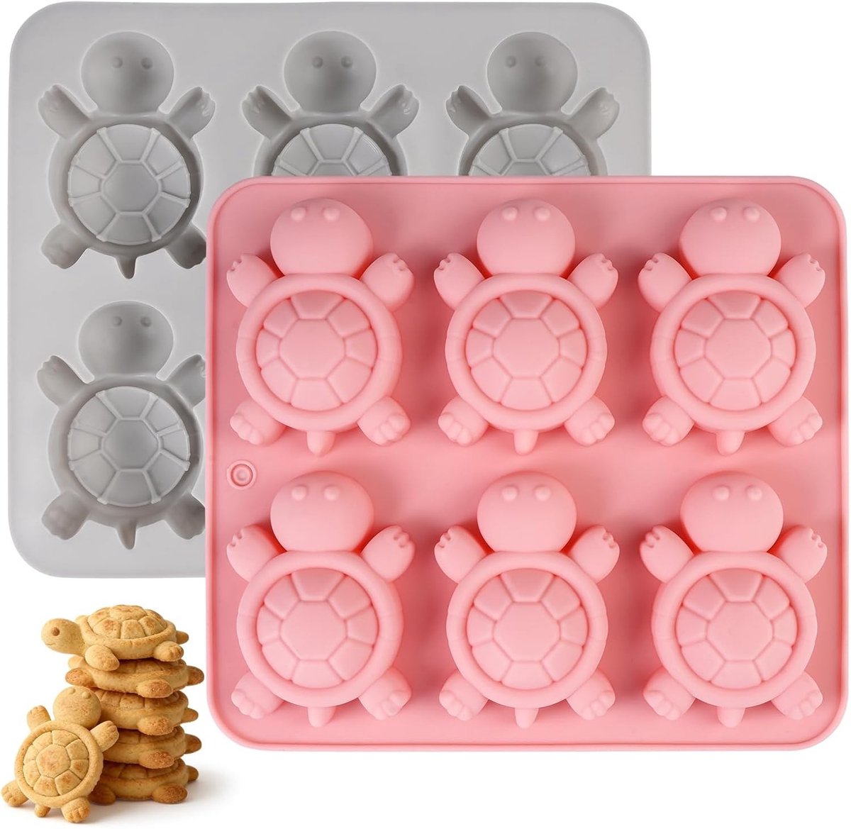 Set van 2 Dierenvorm Silicone Mallen voor Bakken, Zeeschildpad en Cartoon Dieren, Ideaal voor Chocolade, Cake, Jelly en Snoep Maken