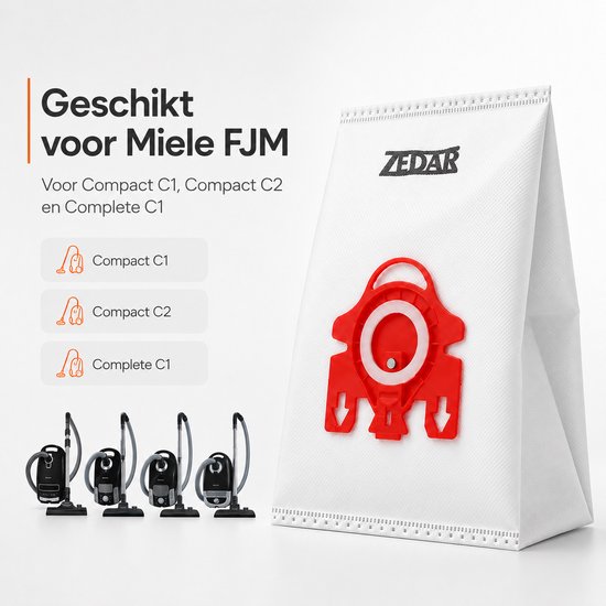 Stofzuigerzakken geschikt voor Miele FJM Compact C1 / C2 complete C1 - van Zedar - 20 stuks