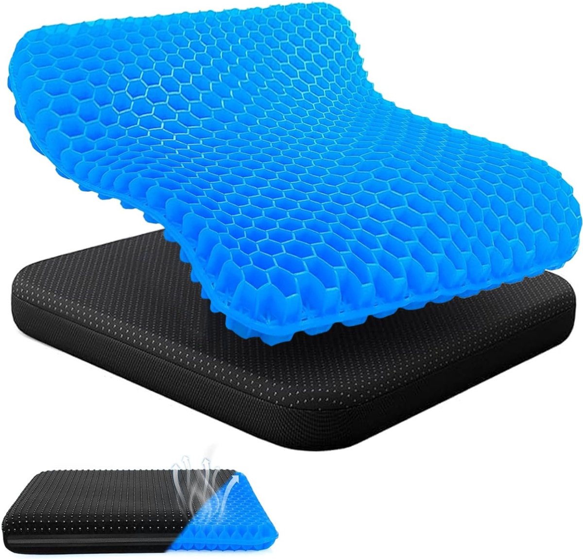 Gelkussen voor Zitontlasting - Zitkussen - Ergonomisch Kussen voor Stoel