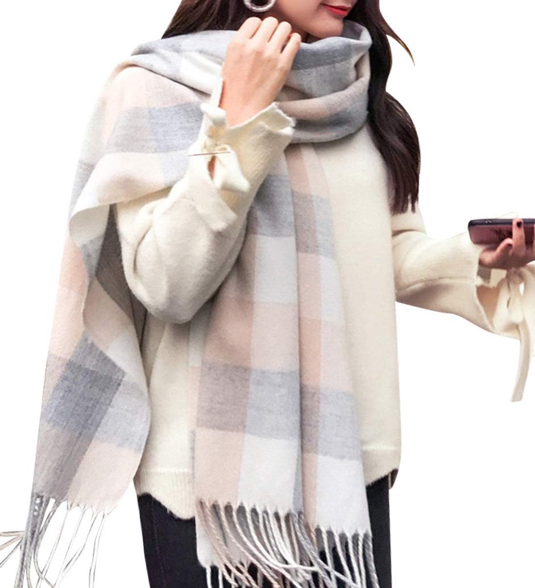 heekpek Dames geruit oversized kasjmier sjaal lange zachte wraps dames geruit oversized sjaal lange sjaal voor herfst en winter