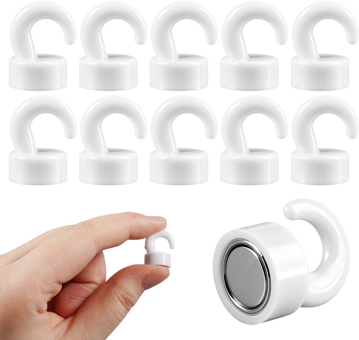Haken voor kantoor, klaslokaal, cruiseschip en keuken, schattige neodymium magneethaken voor koelkast - 30 stuks per verpakking (wit)