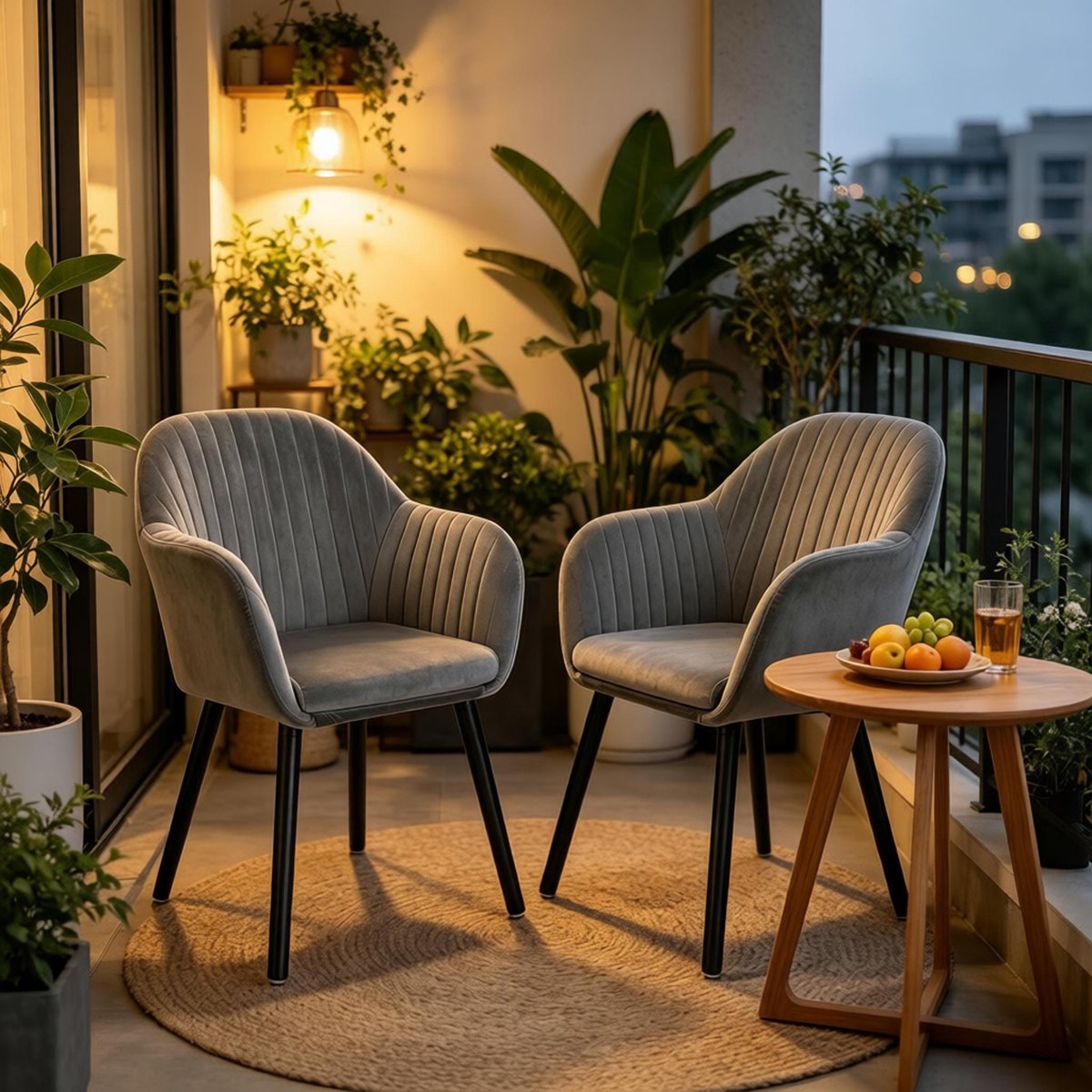 HAUSS SPOLE Eetkamerstoel - Kuipstoel Met Armleuningen - Set Van 2 - Ergonomisch Comfort - Voor Eetkamer En Woonkamer - Velvet Donkergrijs Zwart
