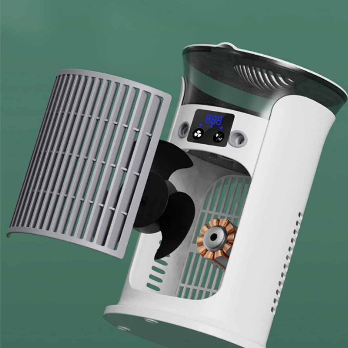 Mobiele Airco - 3-in-1 - 400ml - Kleine Airconditioning zonder Afvoer Slang - Draagbare Ventilator - 50 dB - 3 Functies & Snelheden - 90° Oscillatie - Luchtbevochtiger - Slaapkamer Kantoor Woonkamer - Blauw – foto 2