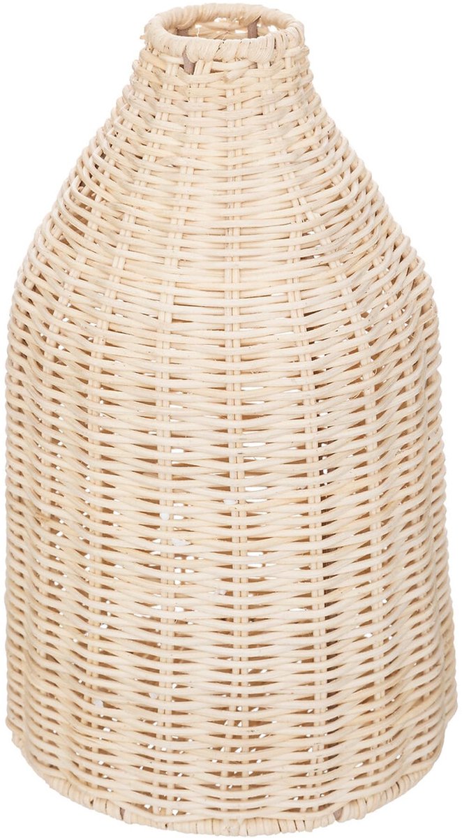 Vaas van metaal en rotan, hoogte 26 cm