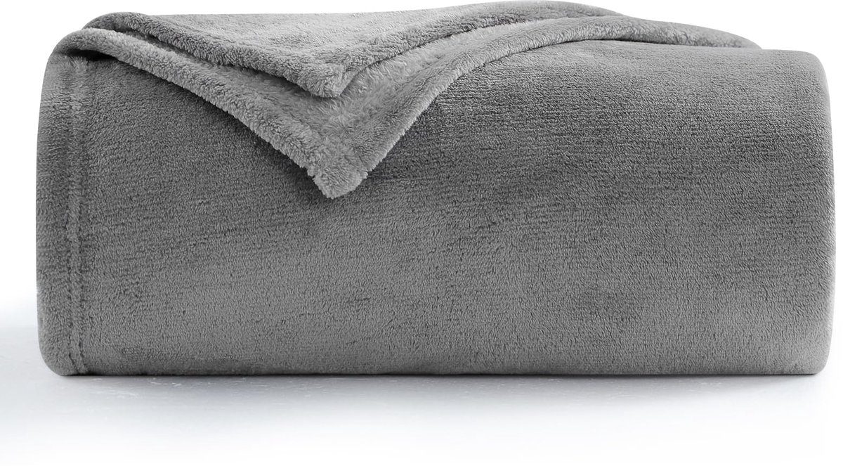 Fleecedeken, 130 x 150 cm, extra zacht, kleine bankdeken, 130 x 150 cm, flanel, grijs, warm, 100% microvezel, flanel
