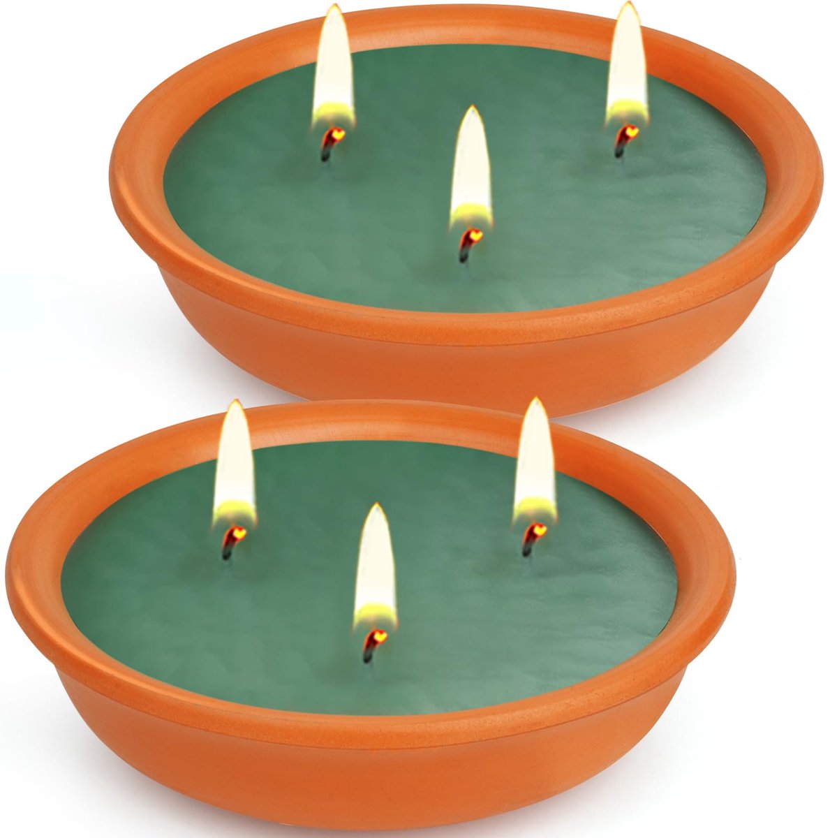 Kaars voor buiten, outdoor kaars in terracotta schaal, citroella-kaarsen voor buiten, met citronella-olie en natuurlijke sojawas, perfect voor tuin, balkon, terras en camping, diameter