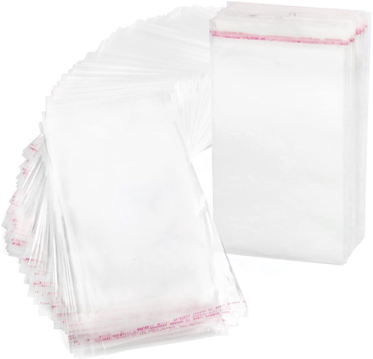 - Transparante cellofaanzakken van kunststof, met kleefsluiting (200 pcs, 7 x 12 cm)