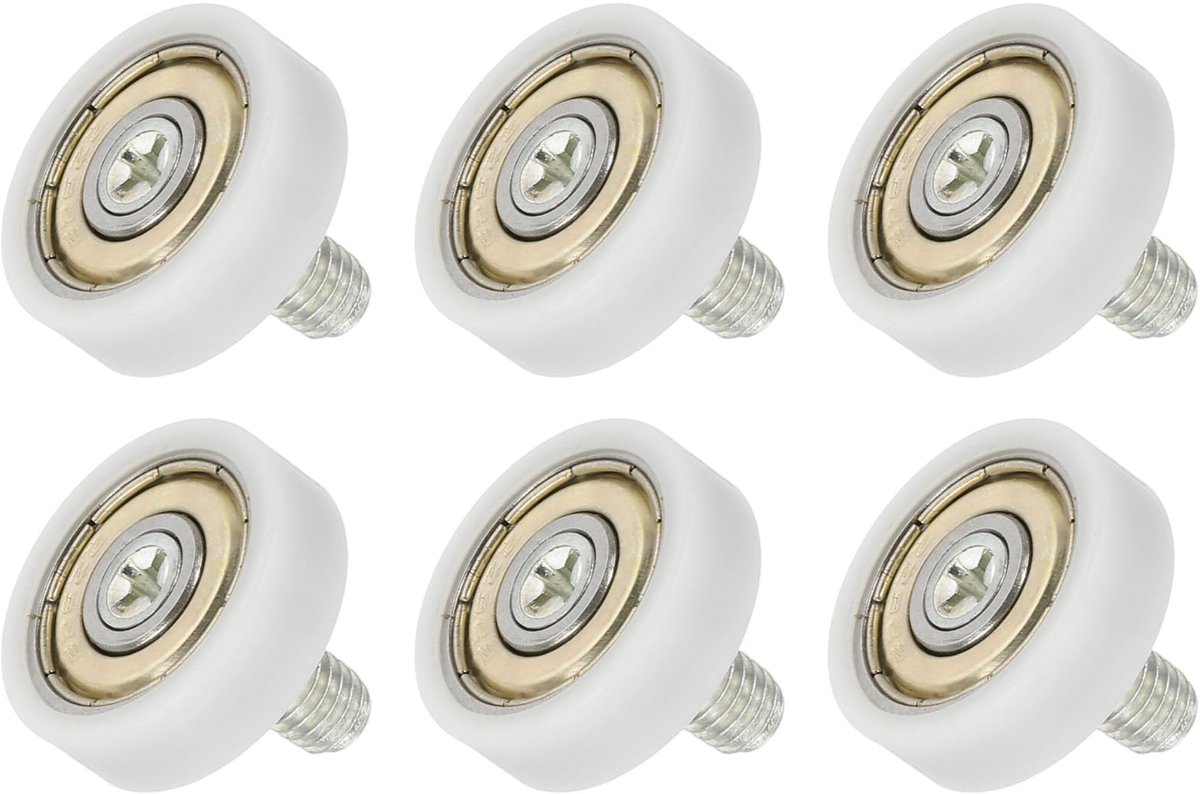 6 stuks ladewielen 22 mm x 7 mm wiel 2 mm trede, nylon lade katrol lager reservewielen voor ramen schuifdeur rail geleiderail wit, M6 x 10 mm net