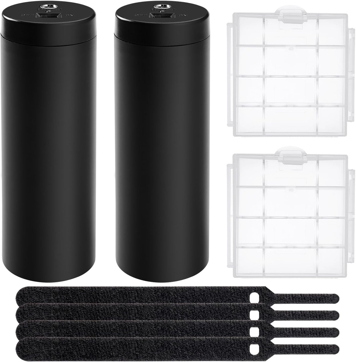 2 Stuks 8 AA-Batterijhouder DC Vrouwelijke 5.5x2.1 mm, 8x1.5V AA 12V Batterijhouder met AAN/UIT, met Plastic Batterijopslag Doos, Zwart