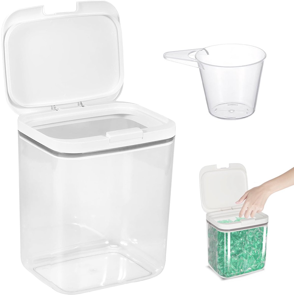 5,5 L Transparante Opbergdoos Met Deksel, Waspoederhouder Met Luchtdicht Deksel, Modern Stijl, Voor Badkamer En Toilet