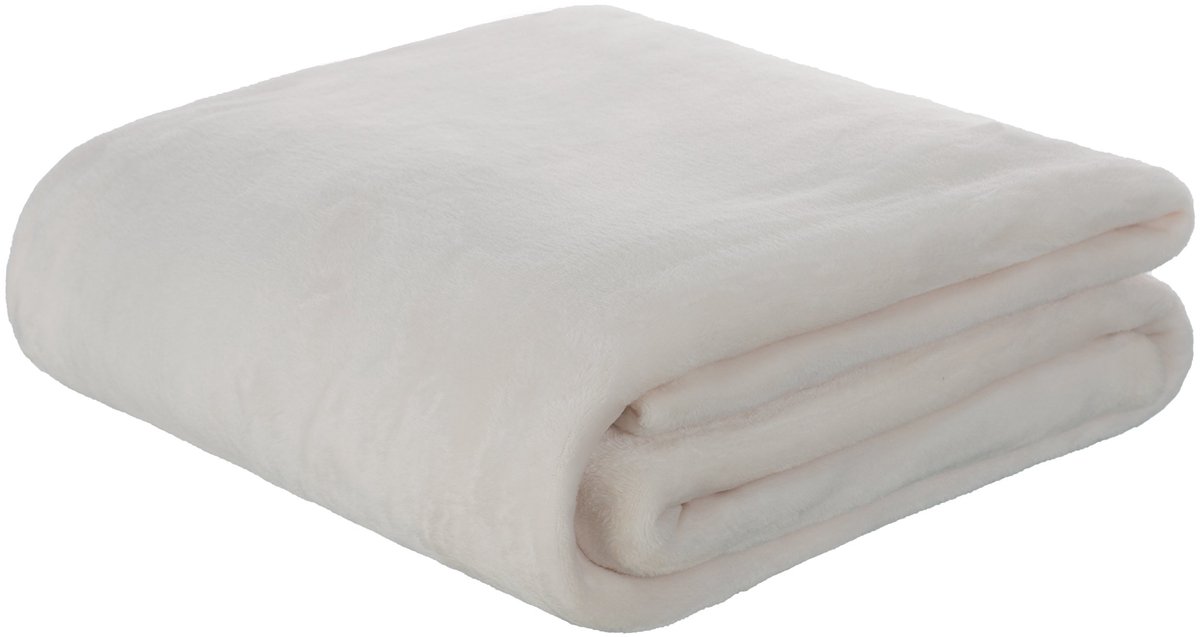 flanellen deken Supersoft knuffeldeken dagdeken woondeken - Uni - 180 x 220 cm - Crème