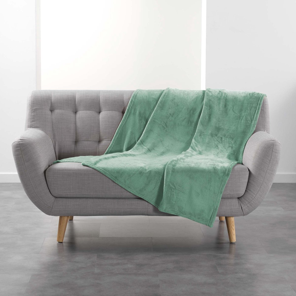 douceur d'intérieur, Deken, 125 x 150 cm, salie, flanel, eenkleurig, flanel