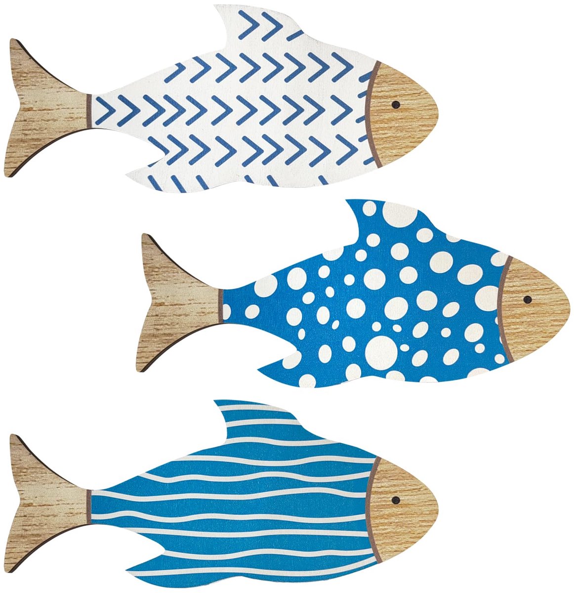 Set van 3 houten vis wanddecoratie, strandthema kamerdecoratie, vintage meerhuis decor, nautische houten vis wandkunst voor huis, badkamer en woonkamer