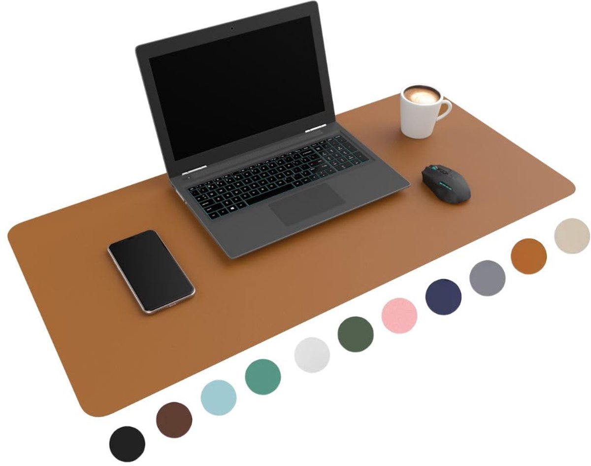 Professionele Bureau Onderlegger [80 cm x 40 cm] - Muismat XXL - Mouse Pad - Multifunctionele Grote Bureauonderlegger – Desk Mat [Cognac Bruin]