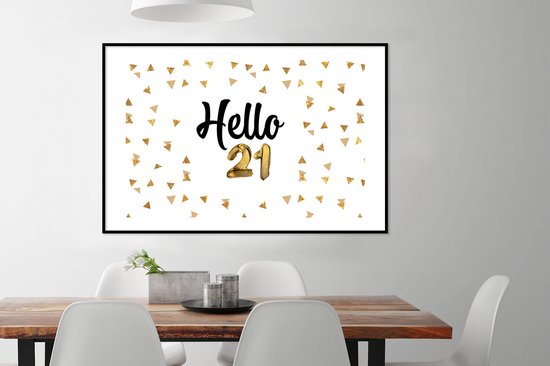 Cadre photo avec affiche - Anniversaire - Décoration - 21 ans - 120x80 cm - Cadre pour affiche