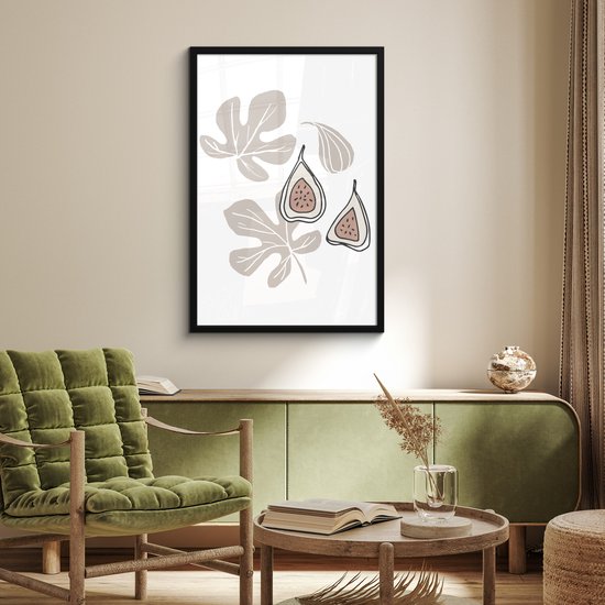 Poster in lijst - Fotolijst 60x90 cm - Posters - Zomer - Vijg - Wit - Posterlijst zwart - Decoratie - Wanddecoratie woonkamer - Muurdecoratie slaapkamer
