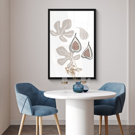 Poster in lijst - Fotolijst 60x90 cm - Posters - Zomer - Vijg - Wit - Posterlijst zwart - Decoratie - Wanddecoratie woonkamer - Muurdecoratie slaapkamer