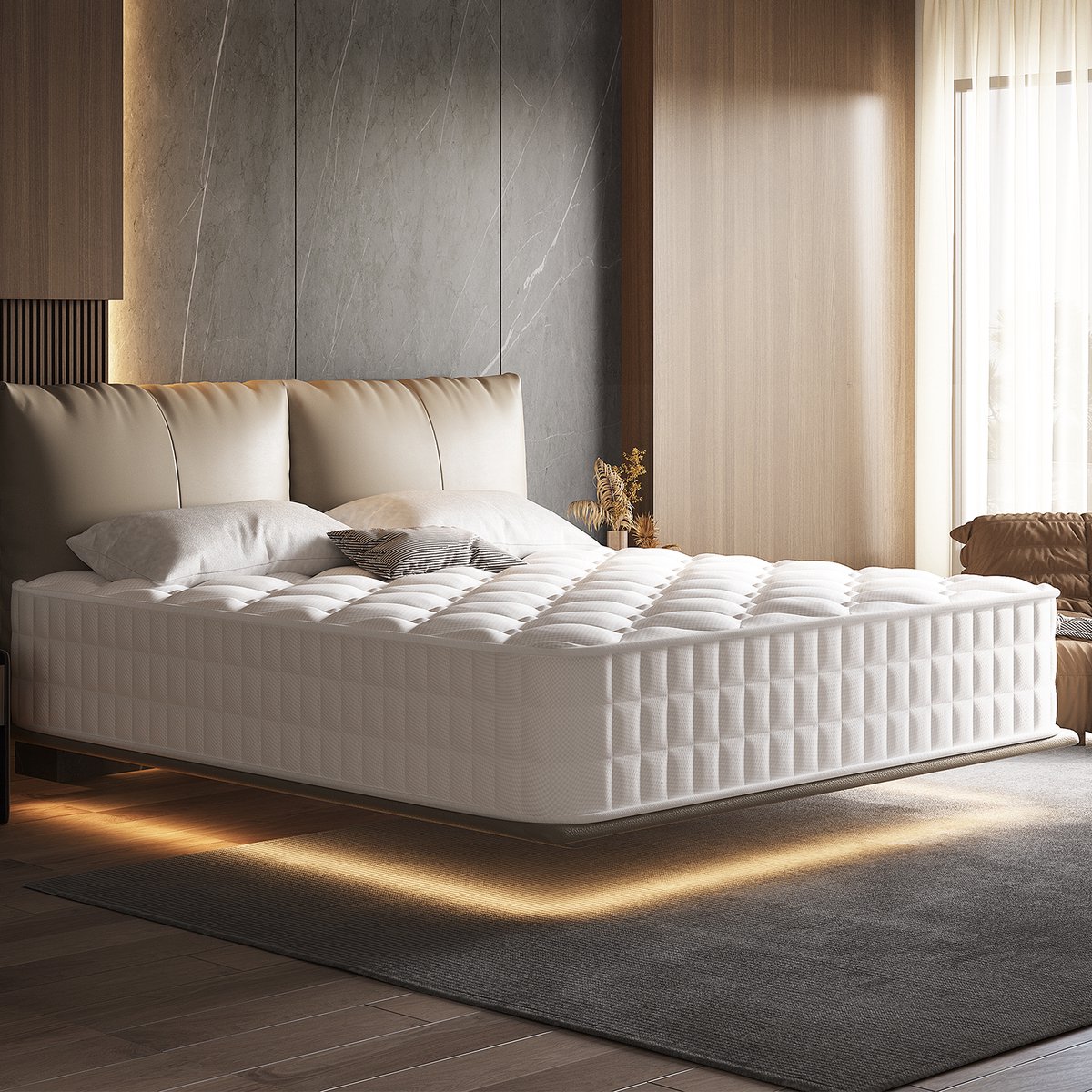 Saikefy Matras 140x200 cm - 22cm - Pocketvering Matras - 7-Zones - Orthopedisch - Afritsbaar en wasbaar hoeslaken - Anti-Allergie - Traagschuim - Gemiddelde Stevigheid