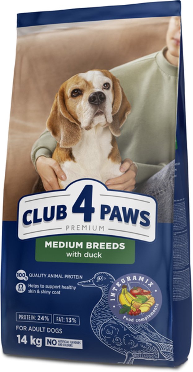Club 4 Paws Club 4 Paws premium droogvoer met eend medium breeds 14 kg