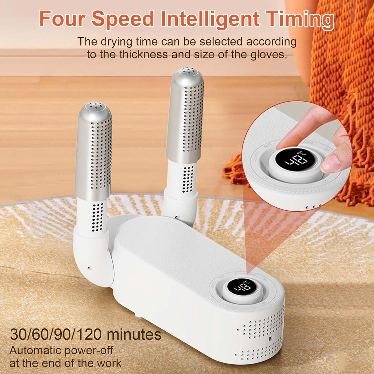 Schoenendroger Bokshandschoen - Voetenwarmer Droger - Apparatuur Drogen - 360 Graden Verwarming - Opvouwbaar Ontwerp - Wit thumbnail 3
