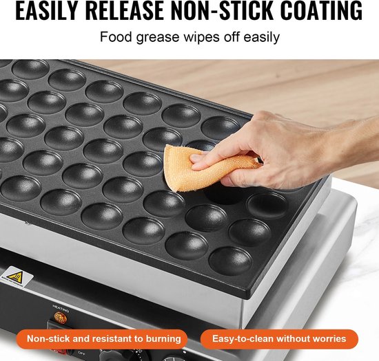 Cherrys Finds - Poffertjes Maker - 50 Stuks - Mini Nederlandse Pannenkoek - Wafelmaker - Dorayaki Machine - Wafelijzer - Non Stickplaat -Professioneel - Keuken - Koken - Zwart — afbeelding 2