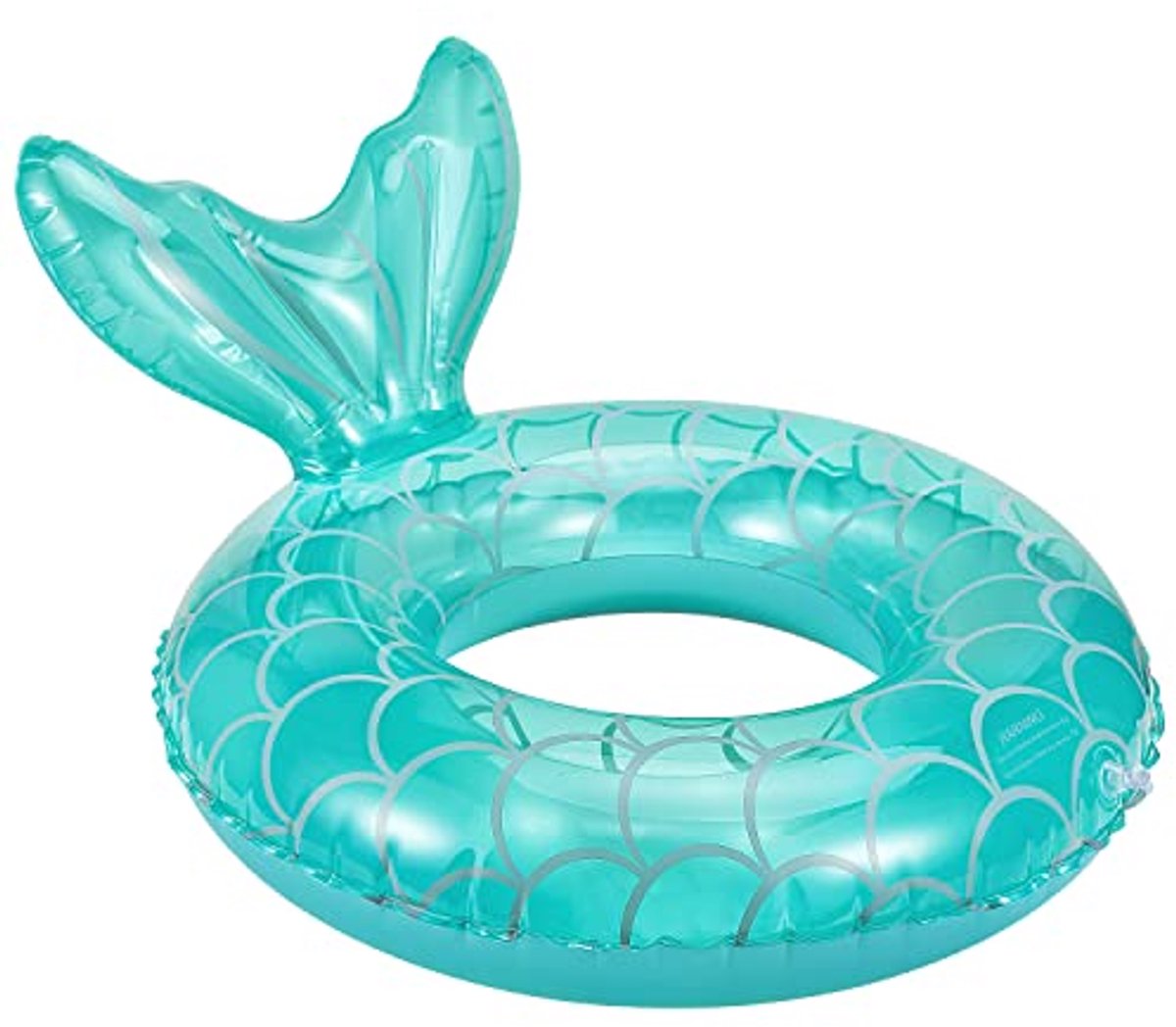 Opblaasbare drijfmat in de vorm van een vissenstaart, een schattige strand- en zwemboei, geschikt voor kinderen.