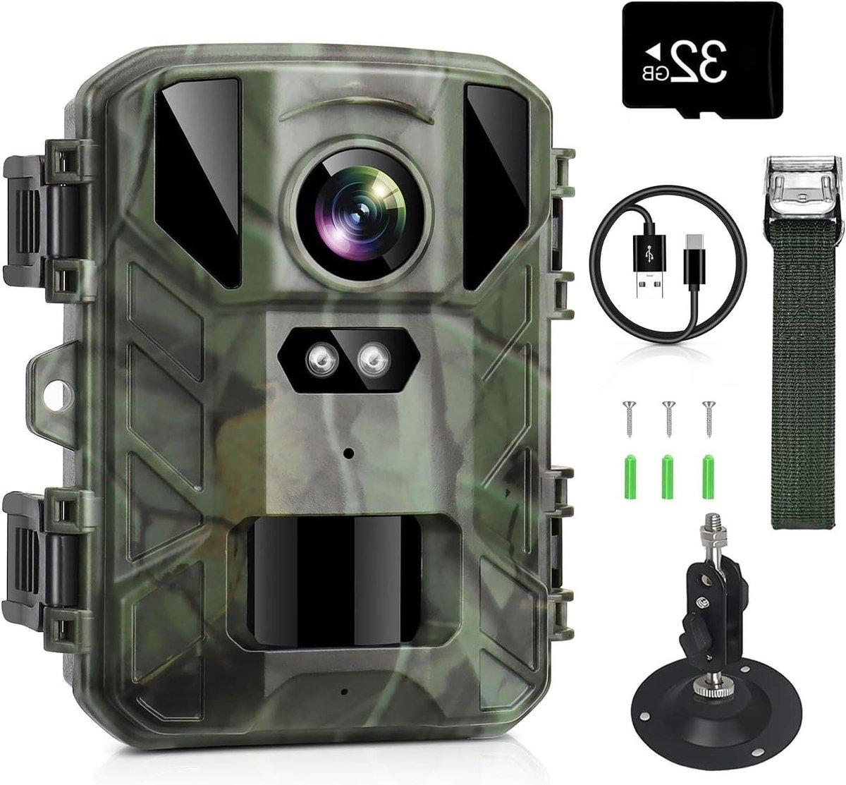 Mini Wildcamera - Nachtzicht Camera - Natuur Observatie - Snelle Trigger - 4K 50MP - Groen