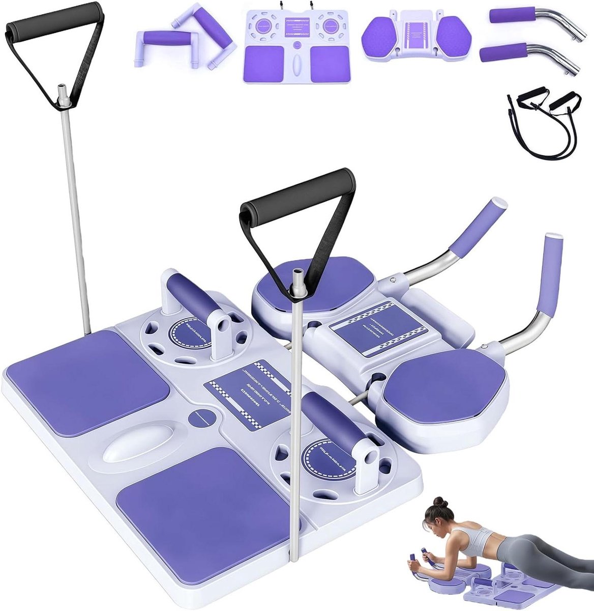 Pilates Reformer Compact - Fitness Board - Thuis Trainen - 5-in-1 Multifunctioneel - 52 x 49 x 9 cm - Zwart