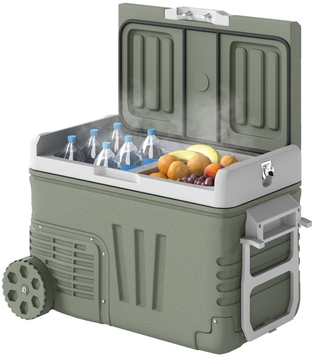 Koelbox 33 liter groen plastic compressor koelbox voor auto kamperen boot buitenopslag voedsel