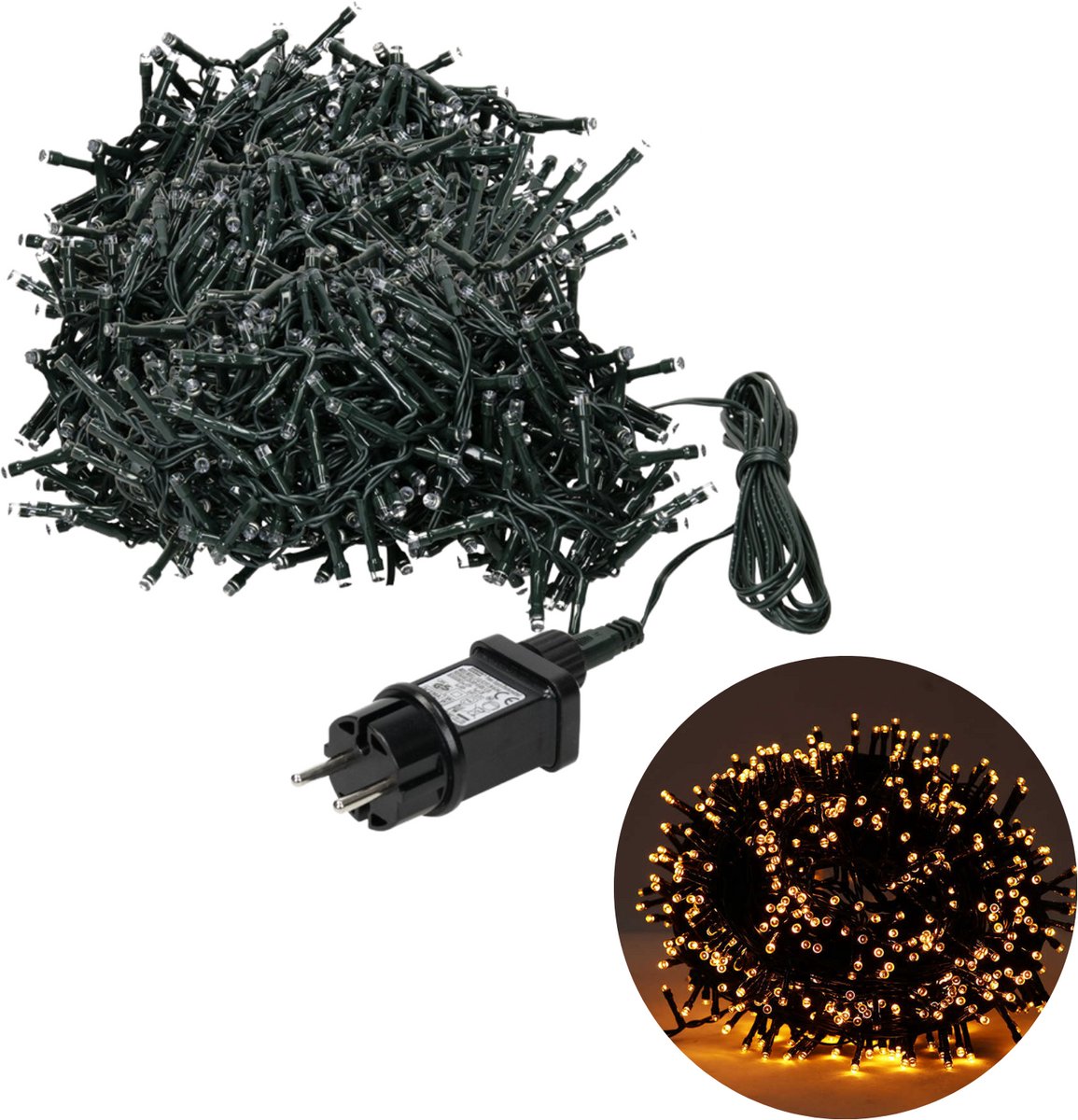 Cheqo Kerstboomverlichting - Micro Clusterverlichting - Kerstlampjes - Led Verlichting - Kerstverlichting voor Binnen en Buiten - 800 LED - 16 Meter - 8 Lichtfuncties + Geheugen - Extra Warm Wit