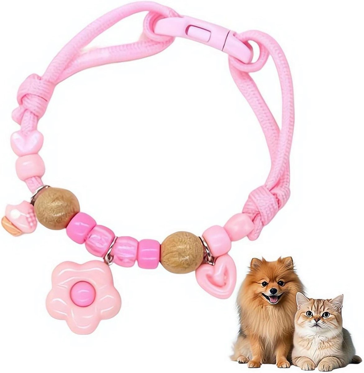Halsband voor huisdieren met veiligheidssluiting, felgekleurde verstelbare kralenhalsband, geschikt voor katten en puppy's, 3 maten.