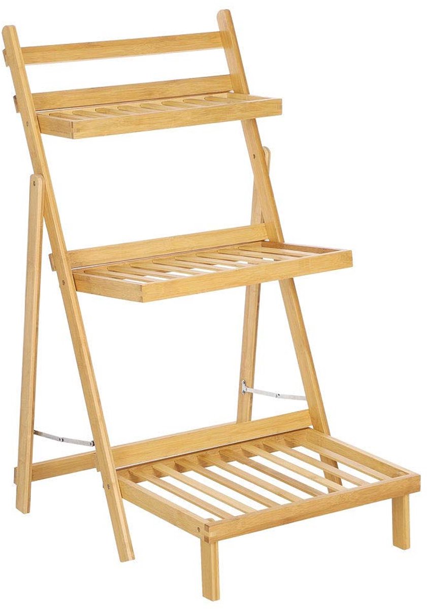 Plantenrek van bamboe hout - Plantentrap/bloemenrek voor binnen - Plantenetagere met 3 etages - Staand rek voor planten en bloemen - Decopatent