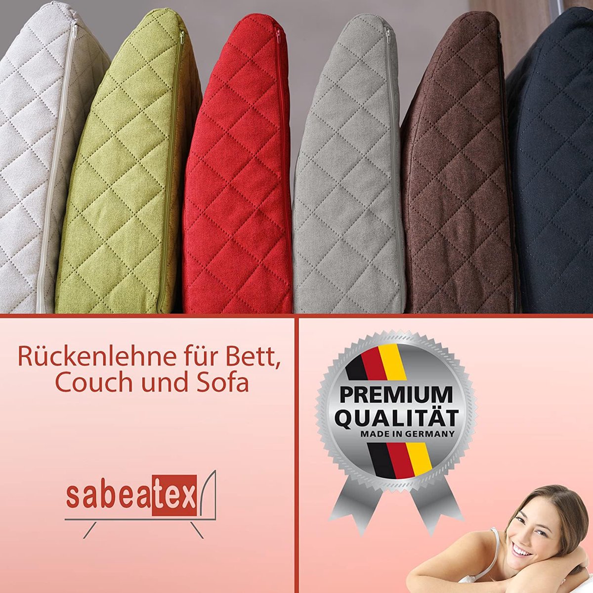 90x45 cm - Comfortabel rugkussen voor bed, bank of palletmeubel. Veelzijdig rugsteunkussen met afneembare hoes. Rugsteun ideaal als leeskussen. Antraciet