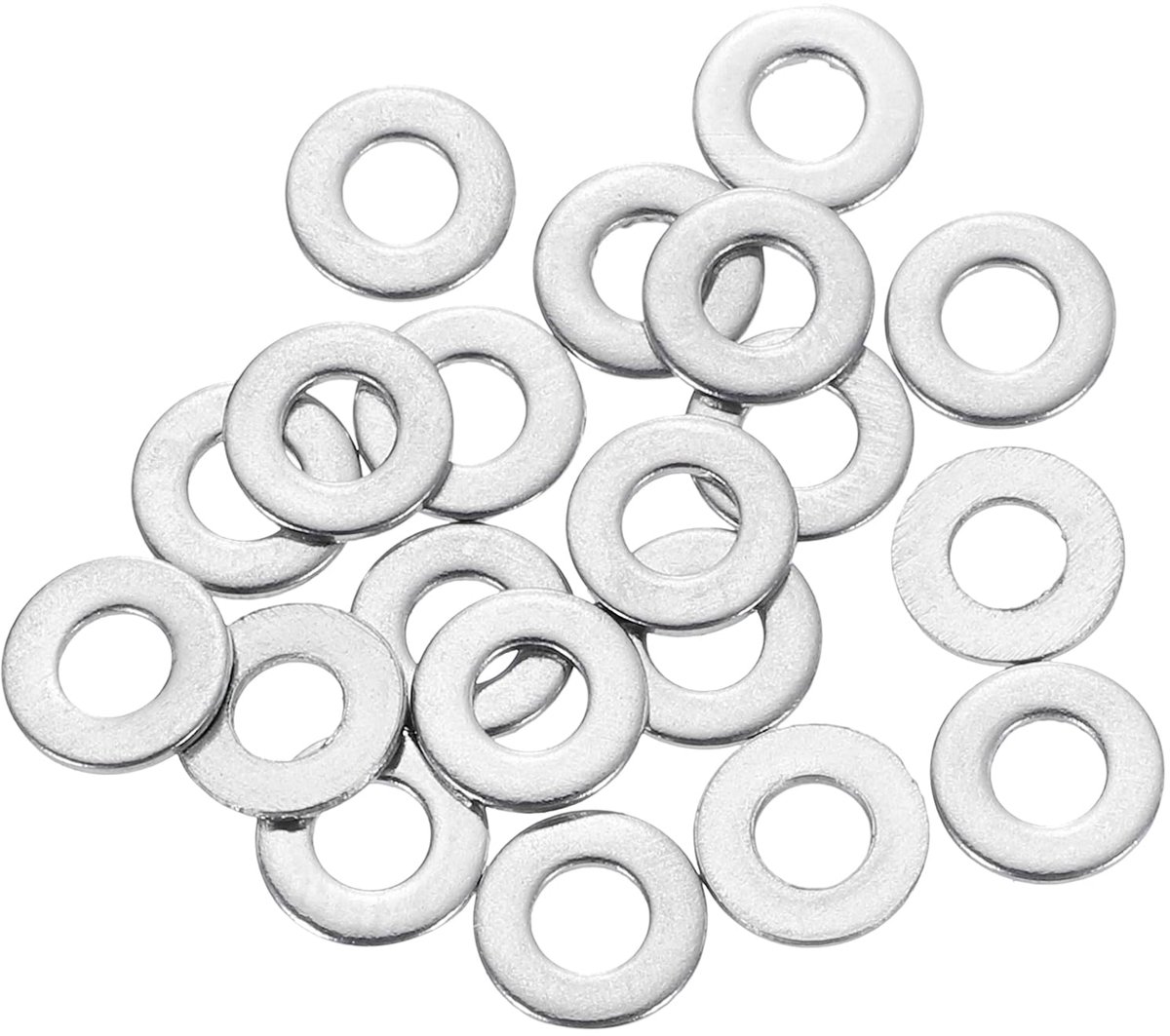 20 stuks M2,5 sluitringen, 2,5 x 6 x 0,5 mm 304 roestvrij staal, platte afstandhouders voor schroeven, bouten, auto's, industriële machines