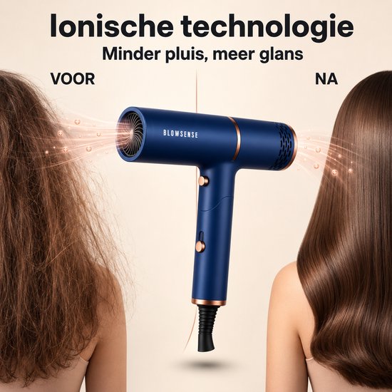 BlowSense® TravelDry Reisföhn Opvouwbaar – Compacte Haardroger voor Reizen, Vakantie en Handbagage – 1400W – Met Concentrator-opzetstuk – Ruimtebesparende Opvouwbare Föhn – Saffierblauw – 2026 Model