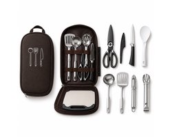 Kampeerservies Set 8-Delig - Lichtgewicht RVS Kookset voor 2-3 Personen - Outdoor Picknick, Glamping & BBQ - Compact Opbergtas - Bruin