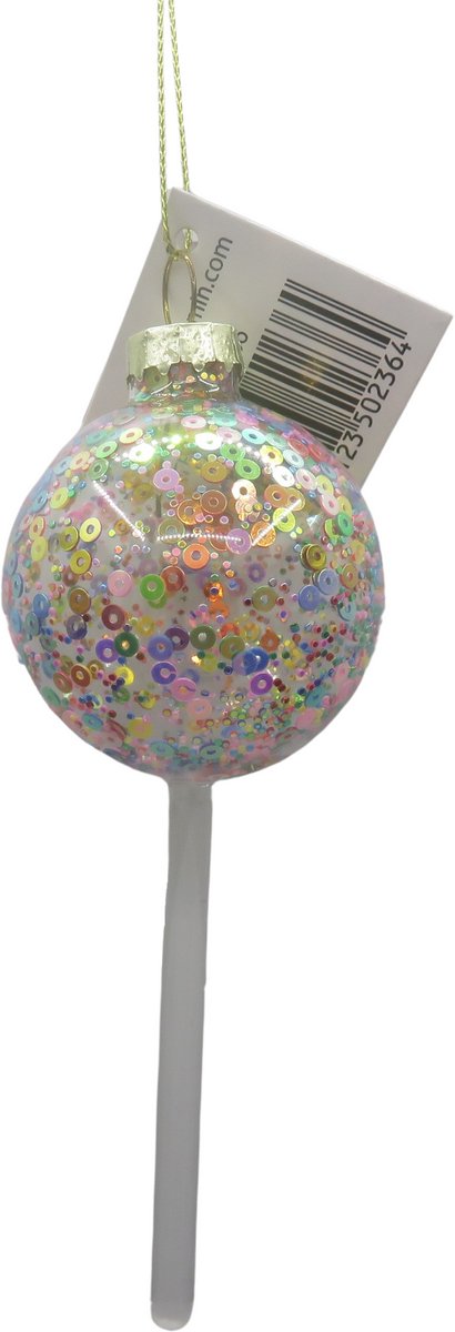 Housevitamin Kersthanger - Lolly - Glas - 5x5x13,5cm Transparant, Roze
