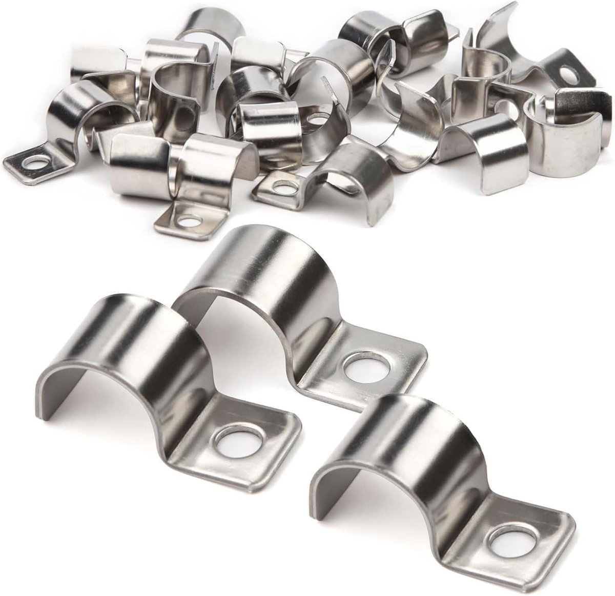 20 stuks metalen klemmen, slangklemmen voor bevestiging, slangklem voor kabels en slangen, kleine buisklemmen, metalen klemmen, slangklemmen, kabelklemmen van staal, Ø 16-17 mm