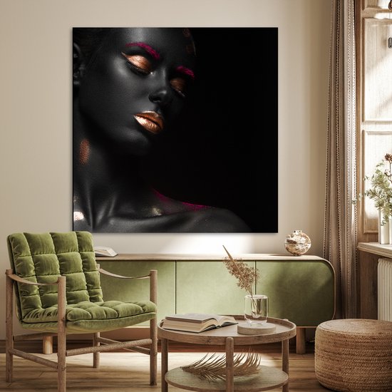 Affiche Femme - Koper - Zwart - 100x100 cm XXL