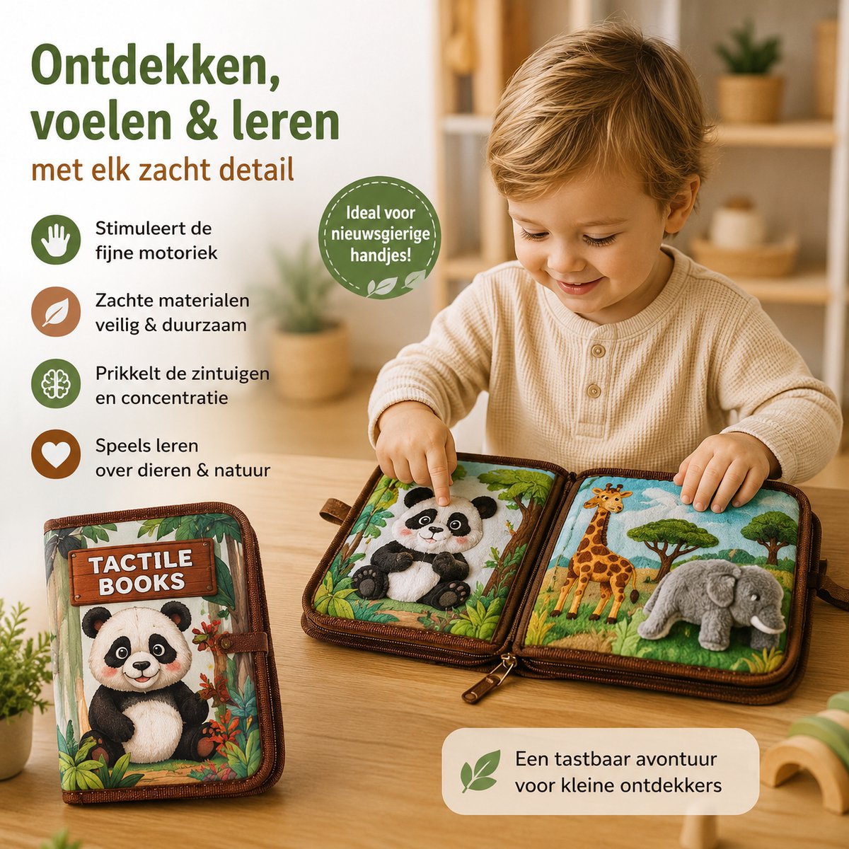 Montessori -Busy Book - Panda-Voelboek- Sensorisch Speelgoed - Activiteitenboek - Fijne Motoriek - Peuters - Leeftijd 1 tot 3 Jaar — afbeelding 4