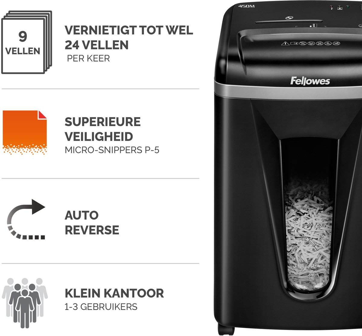 Fellowes 450M P5 Microsnipper - 9 vel micro-cut shredder thumbnail 2