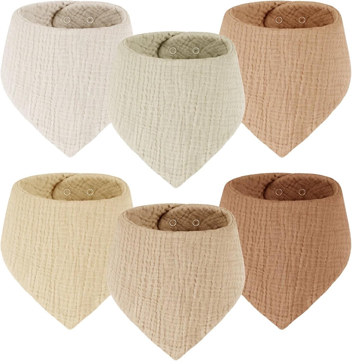 Set van 6 Baby Slabbetjes - Katoenen Driehoekig Model - Kwijlslabbetje & Halsdoekje