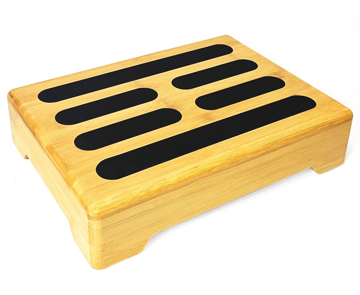 hout met antislip rubberen pad voor volwassenen en klimhulp voor senioren, step stool tot 200 kg, toiletkruk, kruk, voetenbank, opstap voor badkamer, wastafel, terras