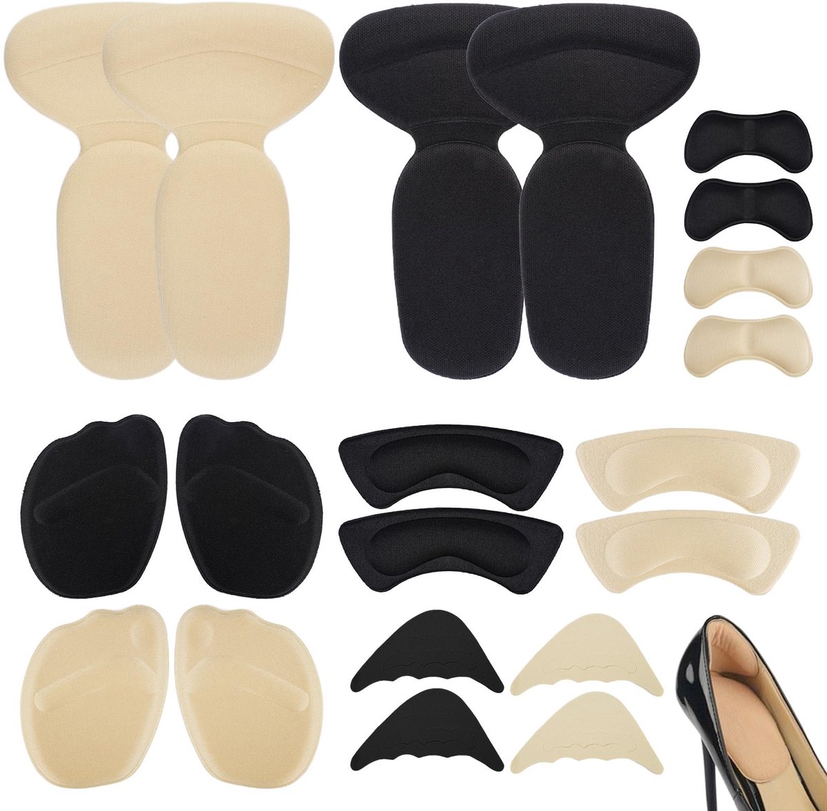 10 paar High Heel Cushion Pads, Herbruikbare Voetkussens voor Hakken, Zelfklevende Hielbescherming Hielkussen, Hielgrepen Schoenpads Kussens Schoenen Vuller Voorkomen Te Grote Schoen Verlicht Pijn
