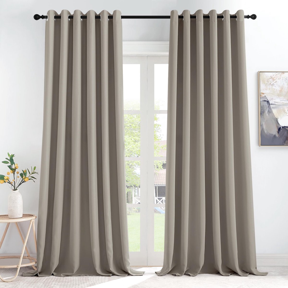 Verduisteringsgordijnen, Isoleren Licht, Geschikt voor Woonkamer Slaapkamer Studeerkamer, Gordijnen Kant en Klaar,200B x 245H cm (2 Panelen),Zand