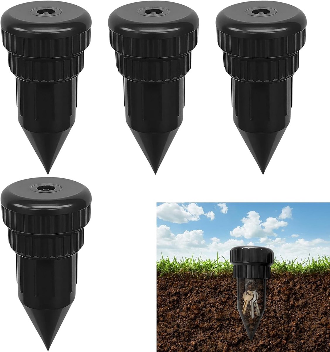 4 stuks weerbestendige sleutelverstoppen voor buiten, geheime schuilplaats voor tuin en terras, veilig en discreet sleutelopslag systeem