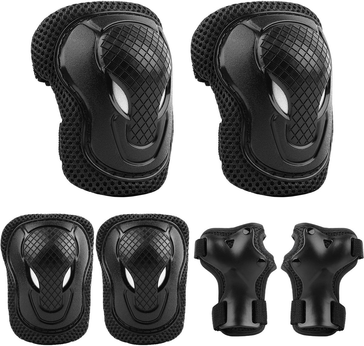 Dailygoods- Kniebeschermers Kinderen 6-delige Set - Beschermset Inline Skates - Elleboogbeschermers - Polsbeschermers - Veiligheidsnorm EN14120 - Geschikt voor kinderen 3-8 jaar