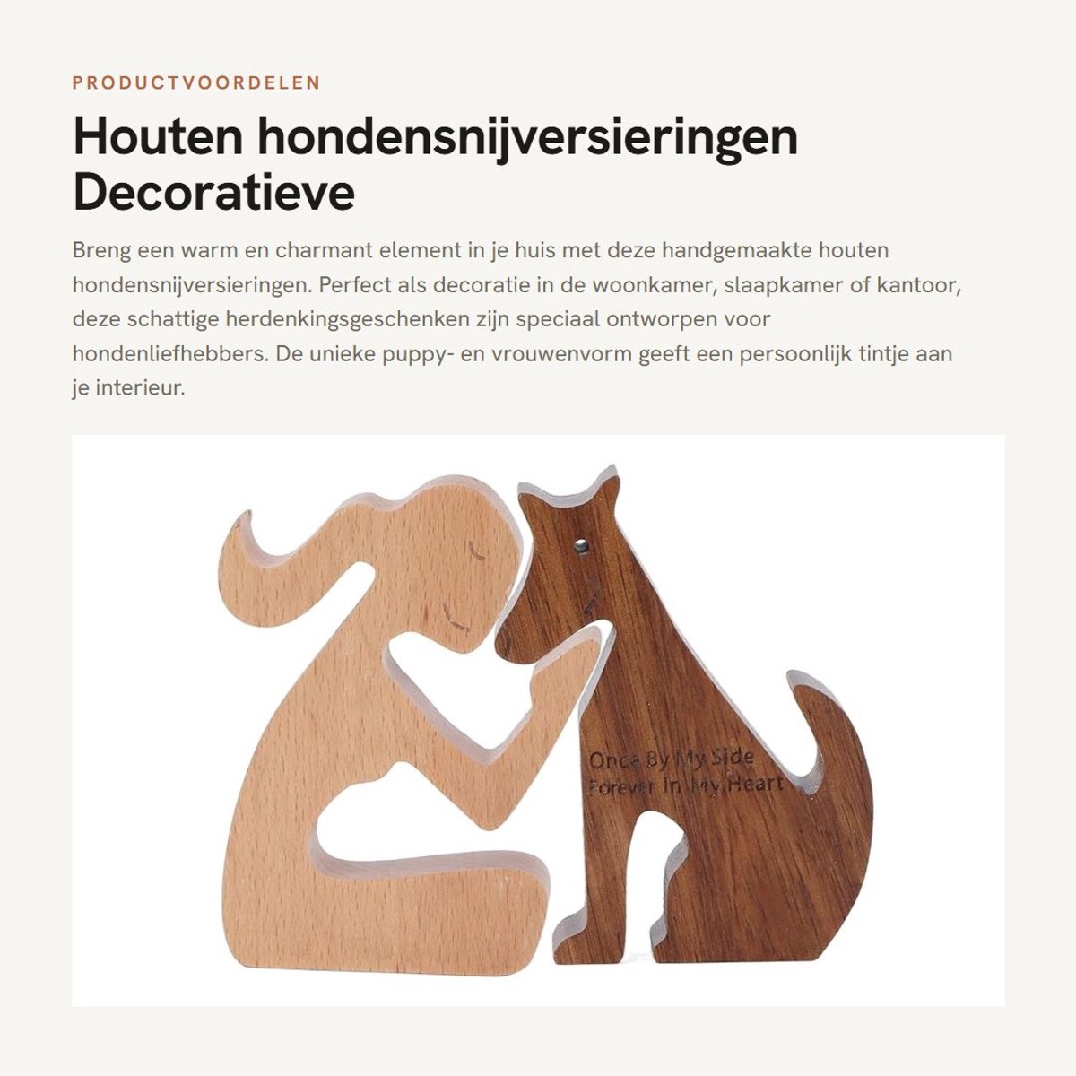 Dailygoods- Hondensnijversieringen Houten - Decoratieve Hondenherdenkingsgeschenken - Handgemaakt - Beukenhout/Walnoot - 14x10.5x2cm - Warm en Charmant Decoratie-item - Hondenherinnering